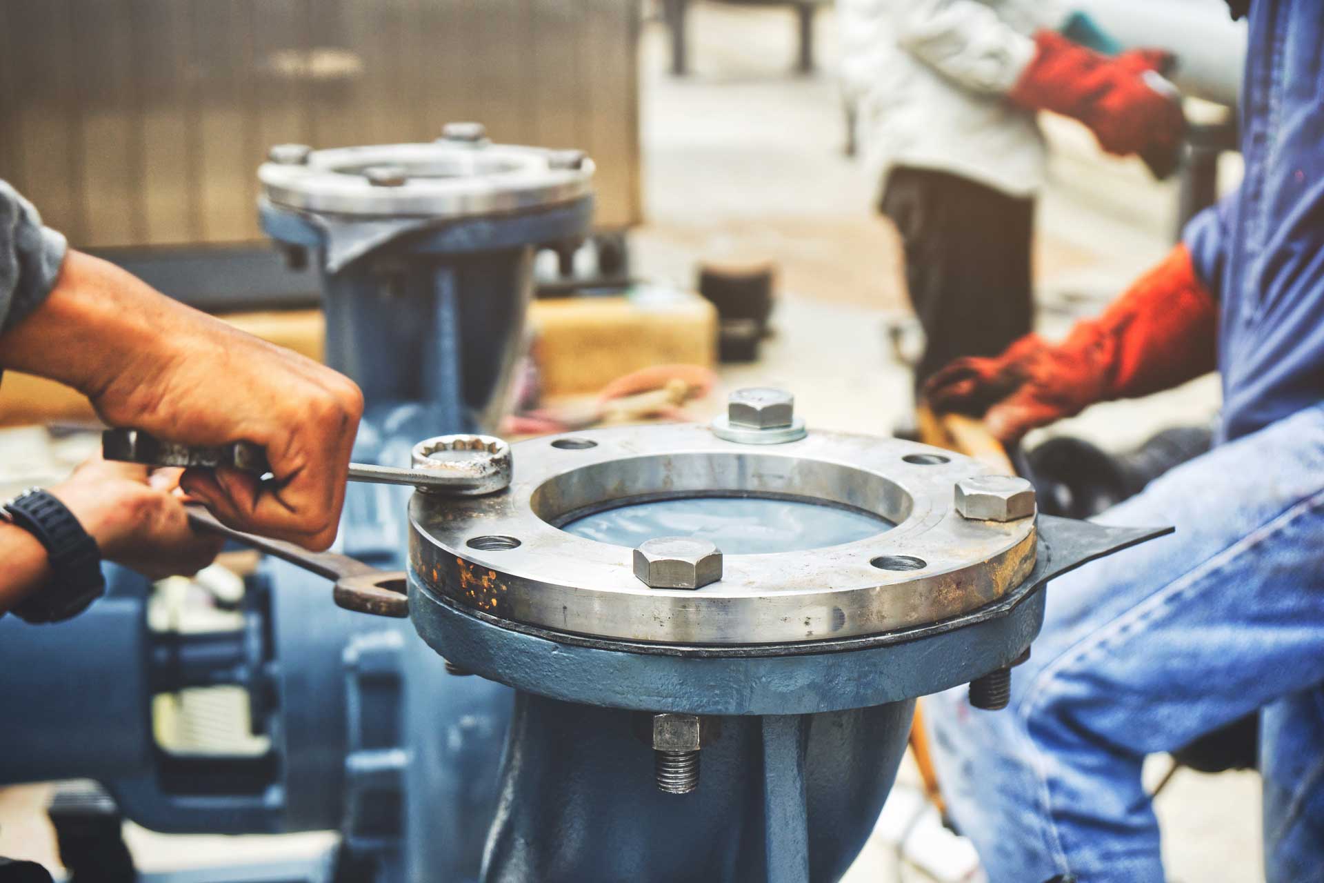 A water pump being maintained 